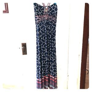 Multicolored long halter dress